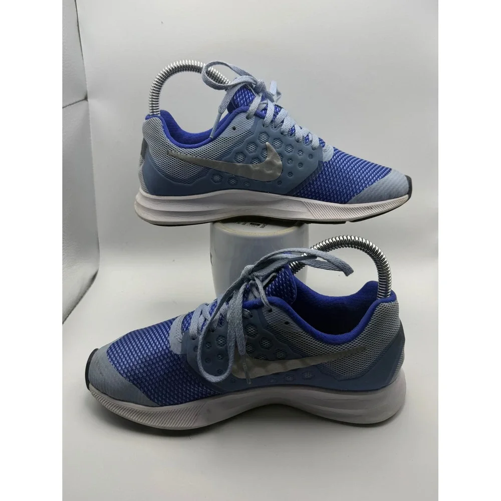 Nike Downshifter 7 Running Shoes Kids 4Y Blue Grey Good 869972-400 Mesh Sneaker